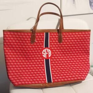 Barrington St. Anne Tote Women's Red White SFB Monogram Stripe Classic Bag NWOT